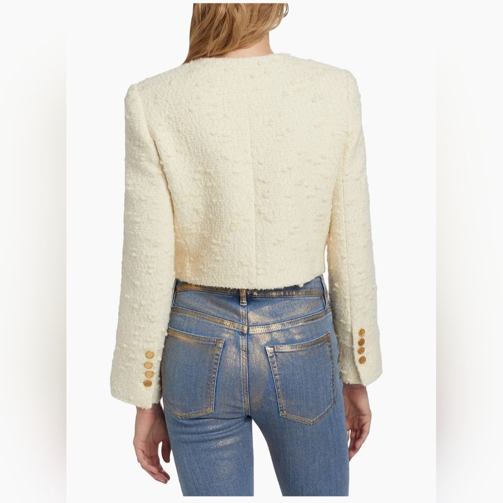 Frame Cropped cotton-blend bouclé-tweed jacket In Cream - Picture 4 of 17